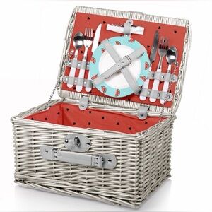 Picnic Time The Catalina Picnic Basket for 2 Watermelon Collection Handwoven